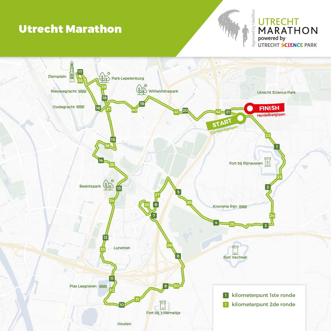 Parcourskaart Utrecht Marathon 